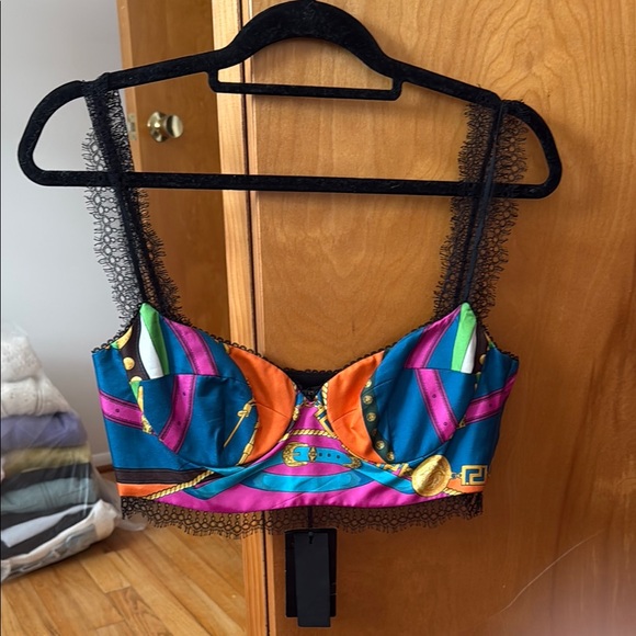 Versace Tops - Versace Multicolor Lace Bustier Top